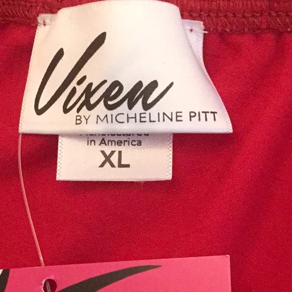 NWT Vixen By Micheline Pitt Powder Puff Top In Red - Picture 9 of 9